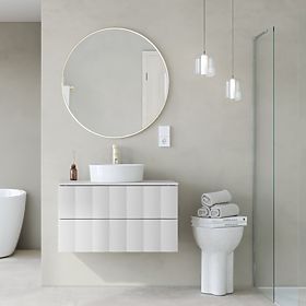 Cabinet for countertop washbasin Grita 80 cm, white, wavy front panel