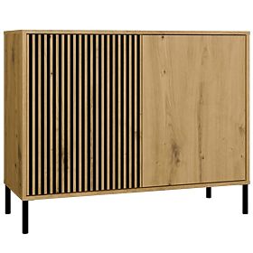 Cabinet with Grooved Front Kamaro 2D Slim / Smooth Artisan Oak Slats