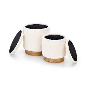 CANCUN Set of 2 Poufs, Cream/Natural (1p=1set), Halmar