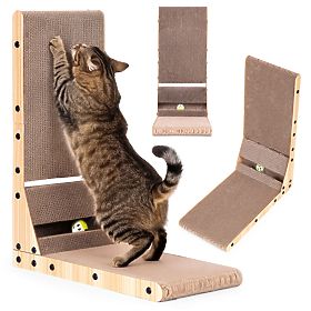 Cardboard Cat Scratcher Corner Bed with Toy Petsi