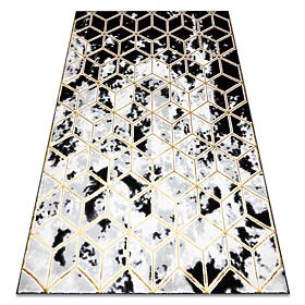 Carpet ALLURE 1966 Cube 3D - Structural, Stylish, Glamour Black/Gold, F.H.Kabis