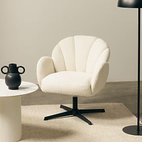 Casablanca Swivel Chair White, Boucle