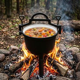 Cast Iron Enamelled 5L Standing Pot Hunting Campfire Grill MultiGarden, MultiGarden