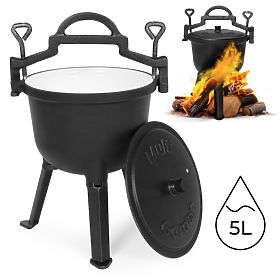 Cast Iron Enamelled 5L Standing Pot Hunting Campfire Grill MultiGarden, MultiGarden