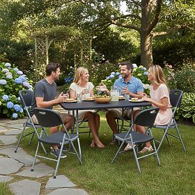 Catering Set FETA BLACK 180 cm + 6 BLACK Chairs