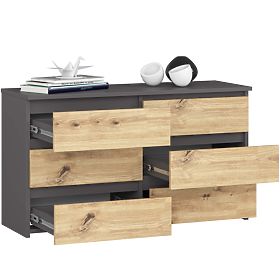 CHEST OF DRAWERS CL100 6DR GRAY / ARTISAN OAK