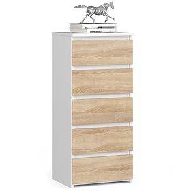 CHEST OF DRAWERS CL5 PK WHITE / OAK SONOMA