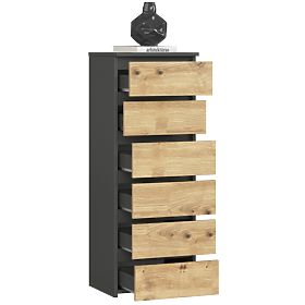 CHEST OF DRAWERS CL6 PK GRAPHITE GRAY / ARTISAN OAK