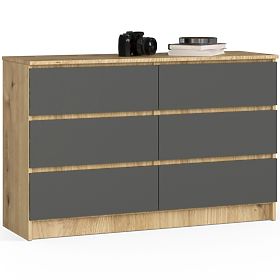 CHEST OF DRAWERS K120 6SZ CLP ARTISAN OAK / GRAY