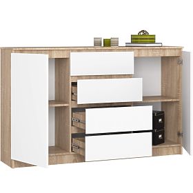 CHEST OF DRAWERS K160 2D 4SZ CLP PK OAK SONOMA / WHITE
