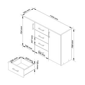 CHEST OF DRAWERS K45 PK WHITE / OAK SONOMA