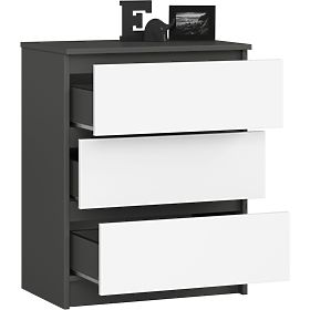 CHEST OF DRAWERS K60 3DR CLP GRAPHITE GRAY / WHITE