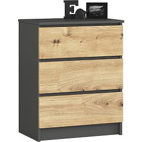 CHEST OF DRAWERS K60 3SZ CLP GRAPHITE GRAY / ARTISAN OAK