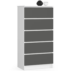 CHEST OF DRAWERS K60 5SZ CLP PK WHITE / GRAY