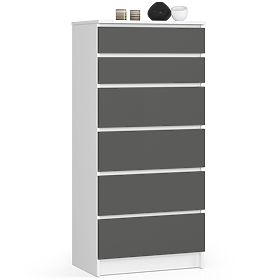 CHEST OF DRAWERS K60 6SZ CLP PK WHITE / GRAY