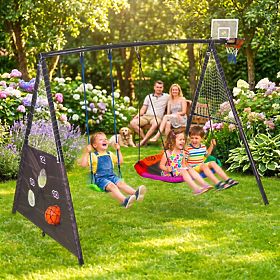 Children's Playground Garden Swing 4-in-1 Basketball Hoop Nest ECOTOYS, EcoToys