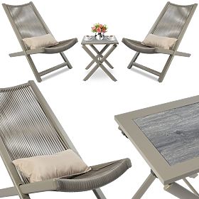 CHILL SAND Patio Furniture Set: Loungers and Table, CHILL