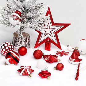 CHRISTMAS ORNAMENTS RED AND WHITE 78PCS SYSD1688-113