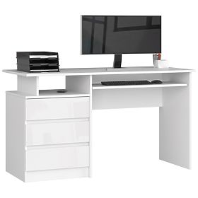 CLP 135cm Desk PK White / White Gloss