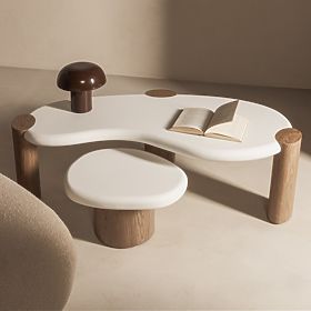 Coffee Table Floe 125 cm, White/Walnut