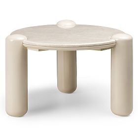 Coffee Table Noemi 66 cm, Light Beige/Marble, Glossy