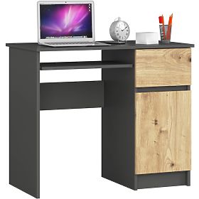COMPUTER DESK PIKSEL PK GRAY / ARTISAN OAK - RIGHT