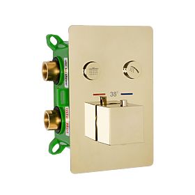 Concealed Shower Set with Thermostat FENIX DAVIS Gold + BOX, Rea