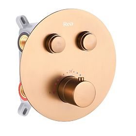 Concealed Shower Set with Thermostat LUNGO Brushed Copper + BOX, Rea