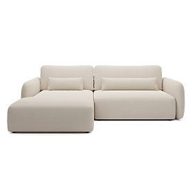 Convertible Corner Sofa Mossa with Storage, Left-Sided, Light Beige, Rounded Shapes