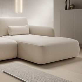 Convertible Corner Sofa Mossa with Storage, Right-Sided, Light Beige, Rounded Shapes