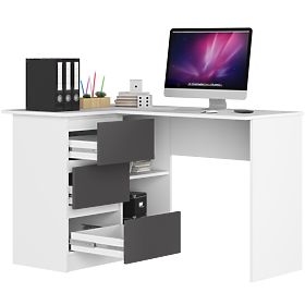 CORNER DESK B16 CLP LEFT PK WHITE / GRAY