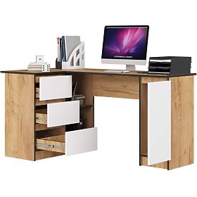CORNER DESK B20 CLP LEFT-SIDED PK OAK CRAFT / WHITE