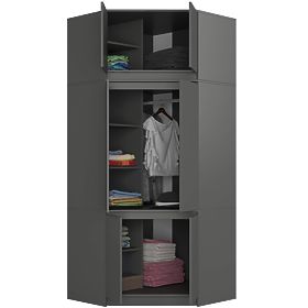 CORNER WARDROBE WITH EXTENSION S100 GRAPHITE GRAY