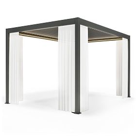 Curtain 372.5 cm for the side of a 4 m pergola, white