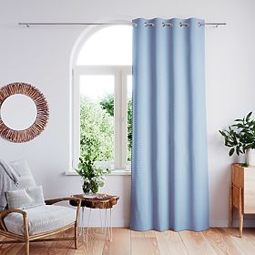 Curtain CLEAR dark blue color with printed boho style classic silver metal eyelets