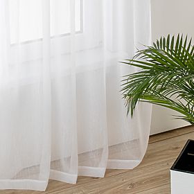 Curtain KRESZ white color classic style flex flex 5.5 cm with double pleat crushed voile 140x270