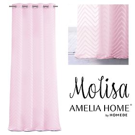 Curtain MOLISA pink color embroidered boho motif silver eyelets voile 140x270 ameliahome