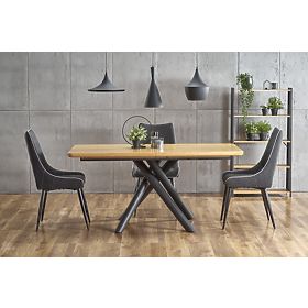 DERRICK extendable table natural oak / black (2p=1pc)