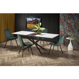 DIESEL extendable table top - white marble / dark gray, legs - black (2p=1pc)