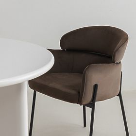 Dining Chair Granda, Chocolate/Espresso, Velvet, lectus