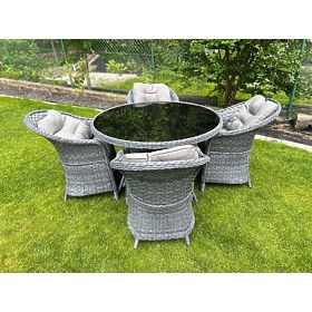 Dining Set from Technorattan (Round Table + 4 Chairs) MODERNO Gray