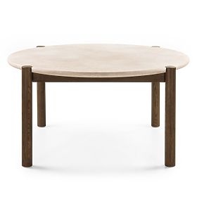 Dining Table Bruna, 150 cm, Round, Mocha Oak/Cream Marble, lectus