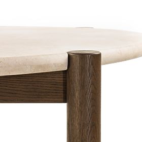 Dining Table Bruna, 150 cm, Round, Mocha Oak/Cream Marble, lectus