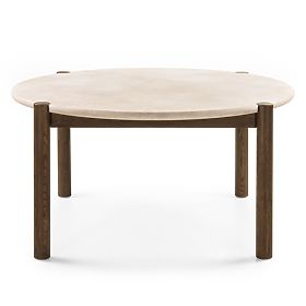 Dining Table Bruna, 150 cm, Round, Mocha Oak/Cream Marble