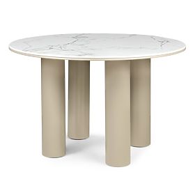 Dining Table Kairo 120 cm, Round, Dark Beige, Marble, lectus