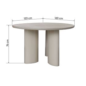 Dining Table Rio 160 cm, Light Beige/Marble