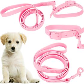 Dog Leash and Collar PJ-068 Pink S, PuppyJoy
