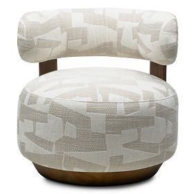 Dolce Relaxation Chair, Rounded Shapes, Beige/Cream, Walnut, lectus