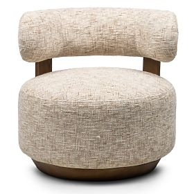 Dolce Relaxation Chair, Rounded Shapes, Beige-Grey/Walnut