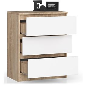 DRESSER K 60 cm 3 DRAWERS PK SONOMA / WHITE